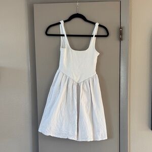 No Boundaries White Sleeveless Summer Dress with Gathered Skirt